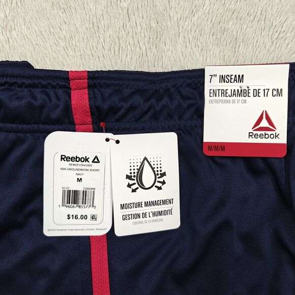 Reebok Groundwork Shorts 7" Men's M Navy Athletic Gym Drawstring Pockets NWT - Picture 2 of 4